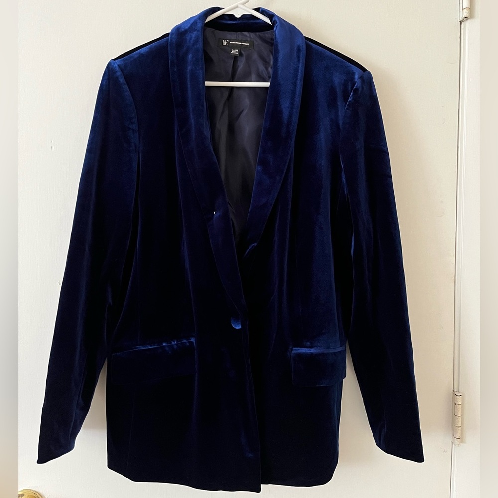 Navy Blue Velvet Blazer